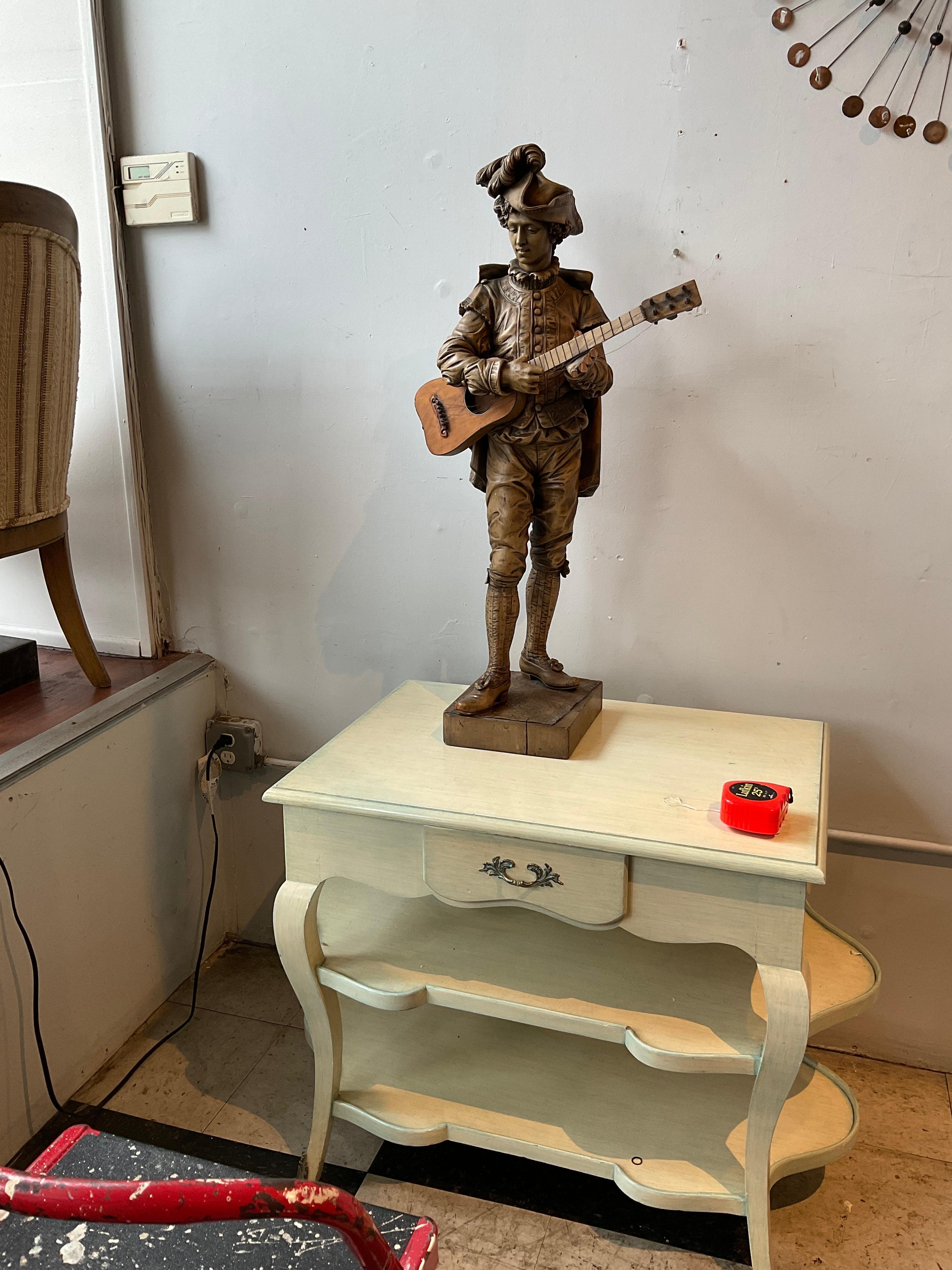 Large 1880s Carved Wood Sculpture Of Figaro In Good Condition For Sale In Tarrytown, NY