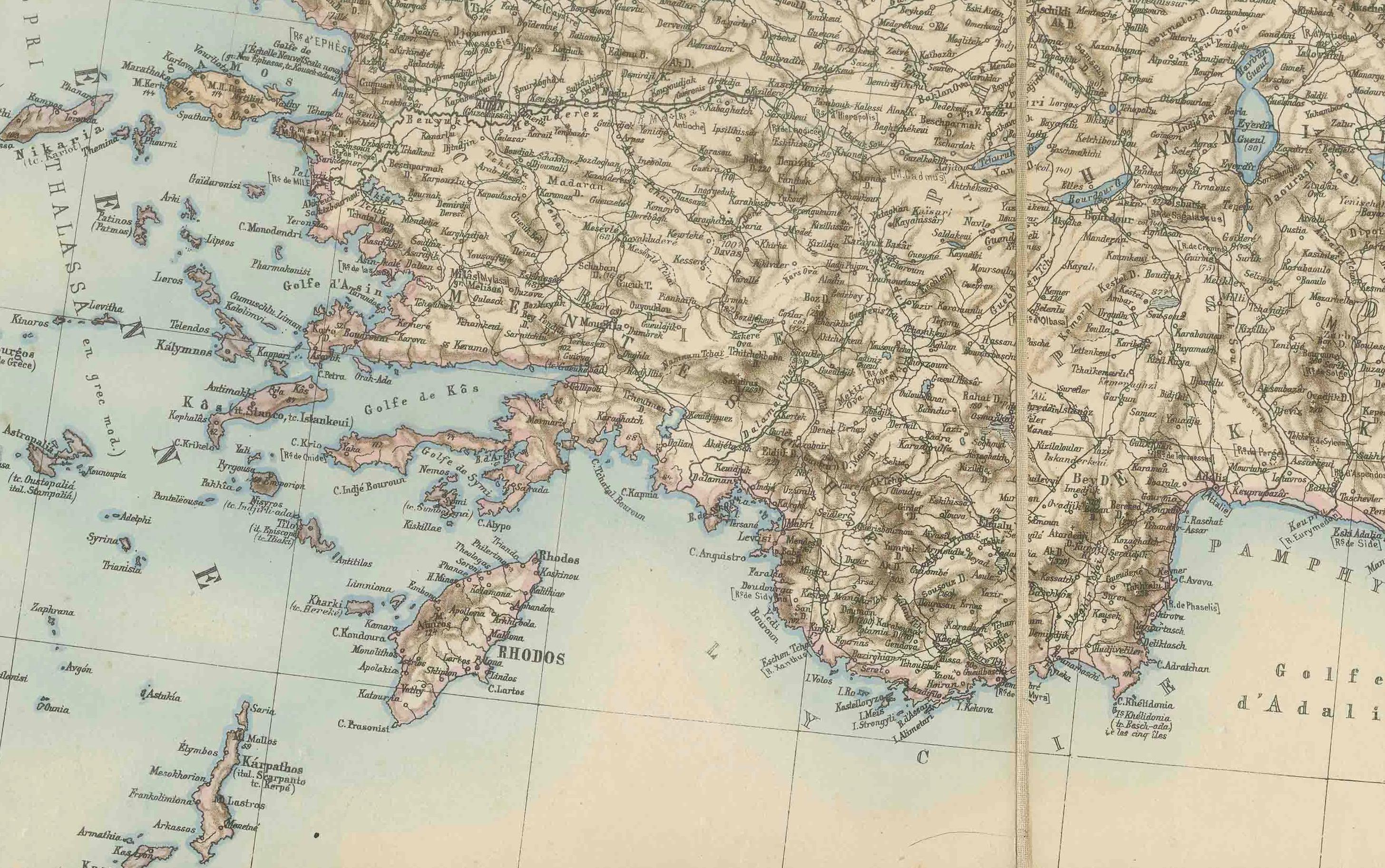 Grande carte Kiepert de 1884 des provinces ottomanes d'Asie - Anatolie, Syrie, Mésopotamie en vente 3