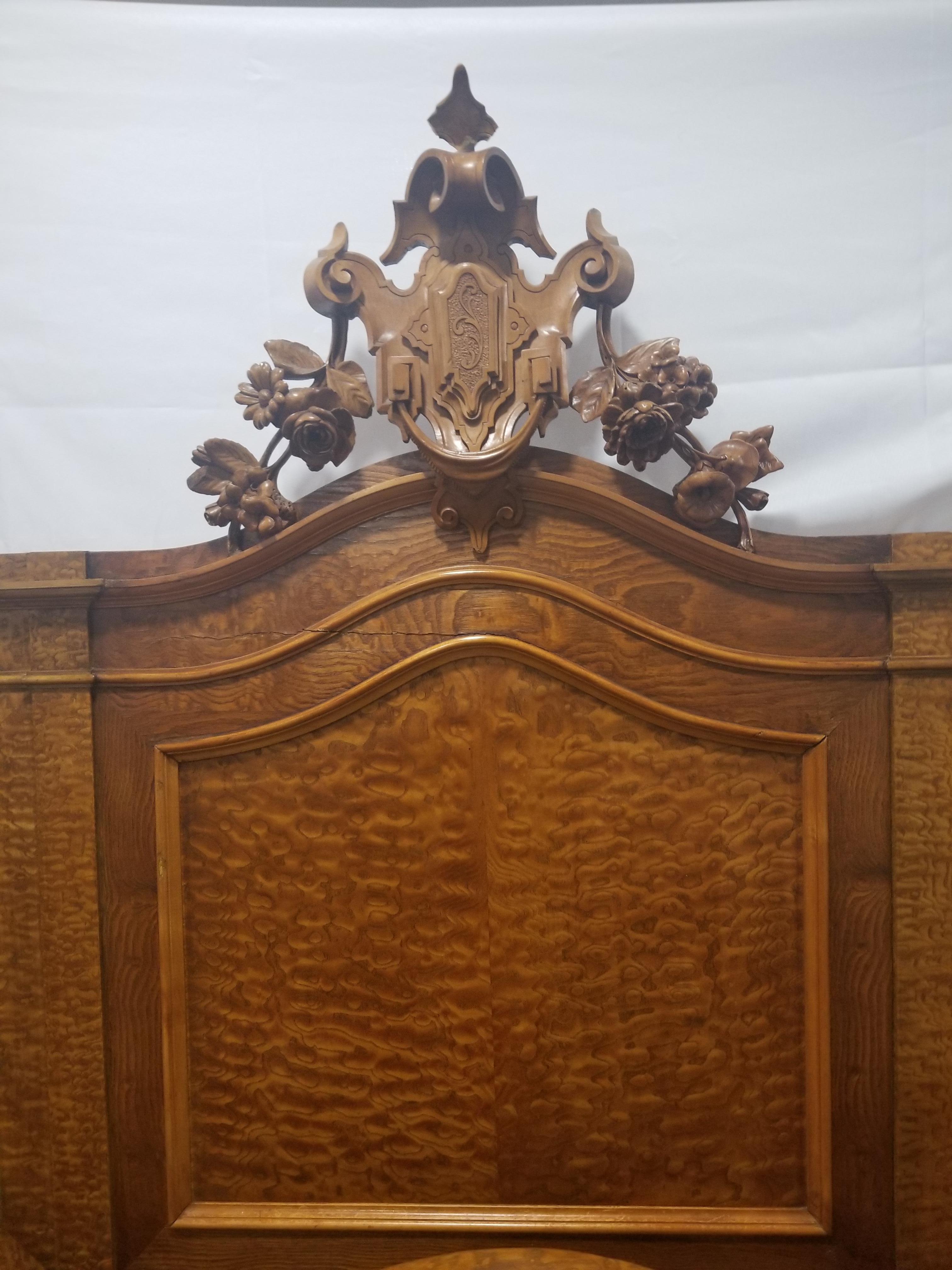 Large 1885 Antique Carved Louis XIV Bedroom Set, Marble Top For Sale 2