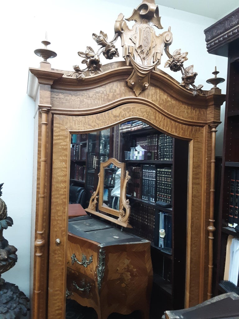 Large 1885 Antique Carved Louis XIV Bedroom Set, Marble Top For Sale at