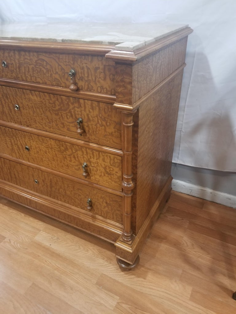 Large 1885 Antique Carved Louis XIV Bedroom Set, Marble Top For Sale at