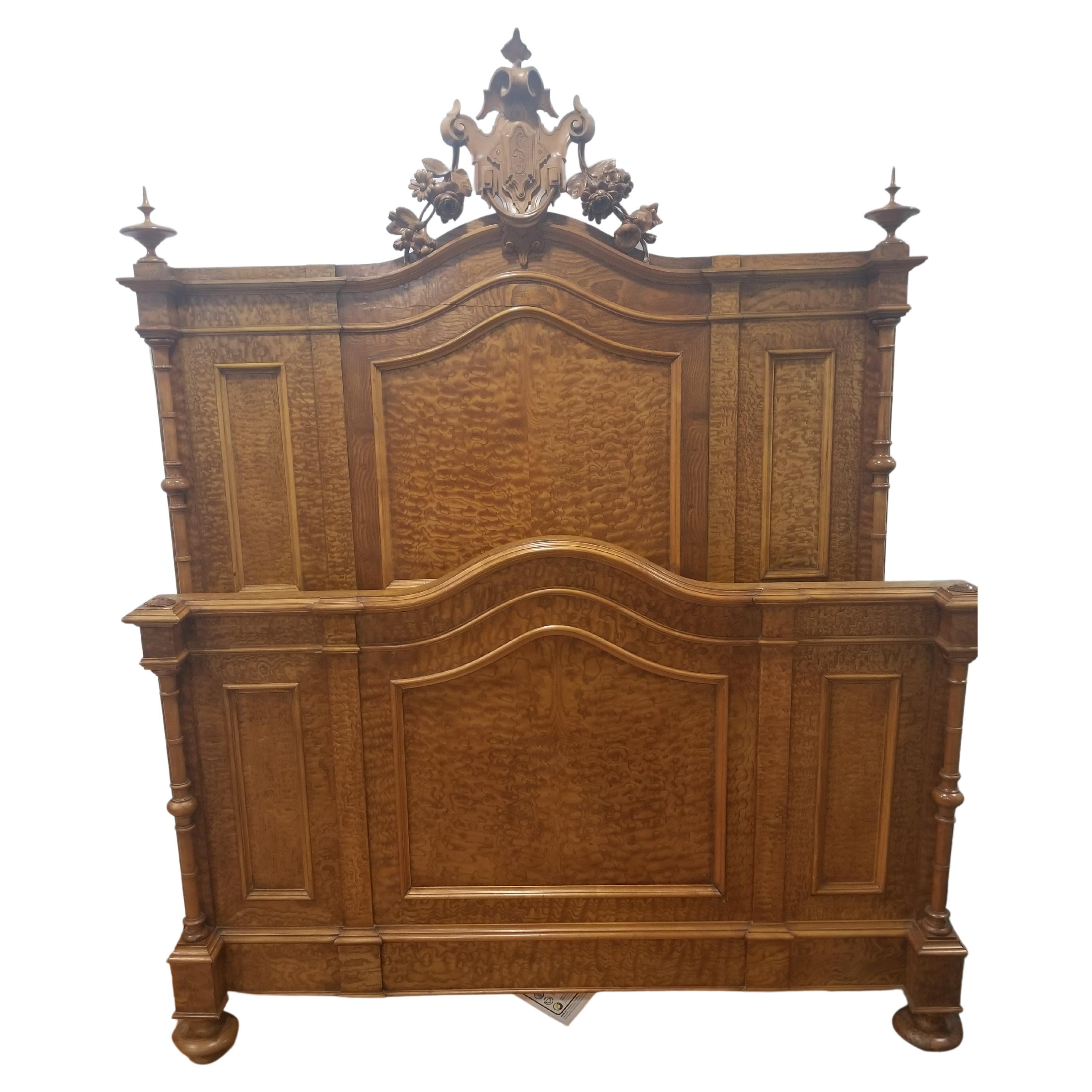 Large 1885 Antique Carved Louis XIV Bedroom Set, Marble Top For Sale