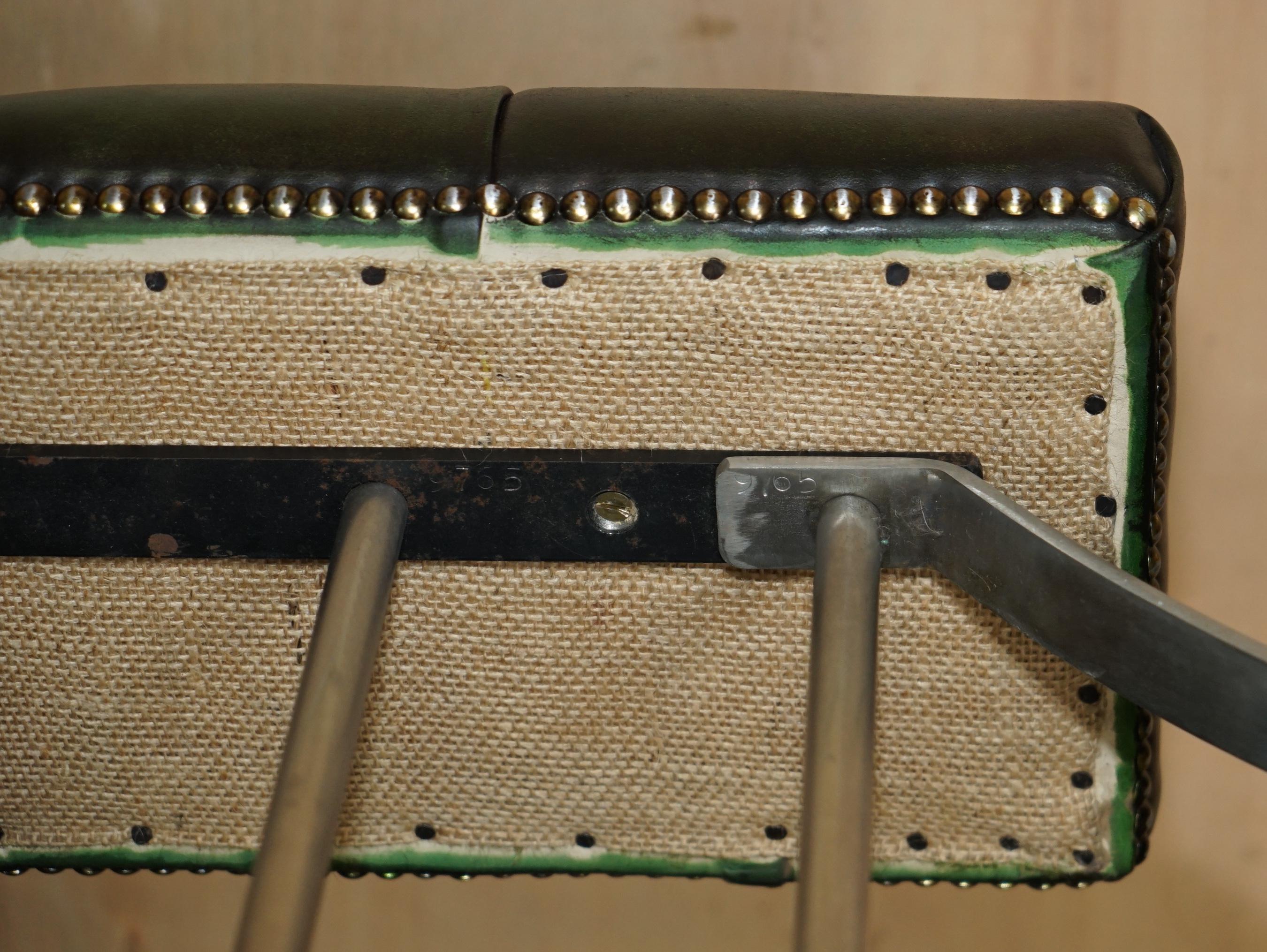 GRANDE 188CM DE ANCHO VINTAGE CUERO CROMADO REGENCY GREEN CHESTERFiELD CLUB FENDER en venta 12