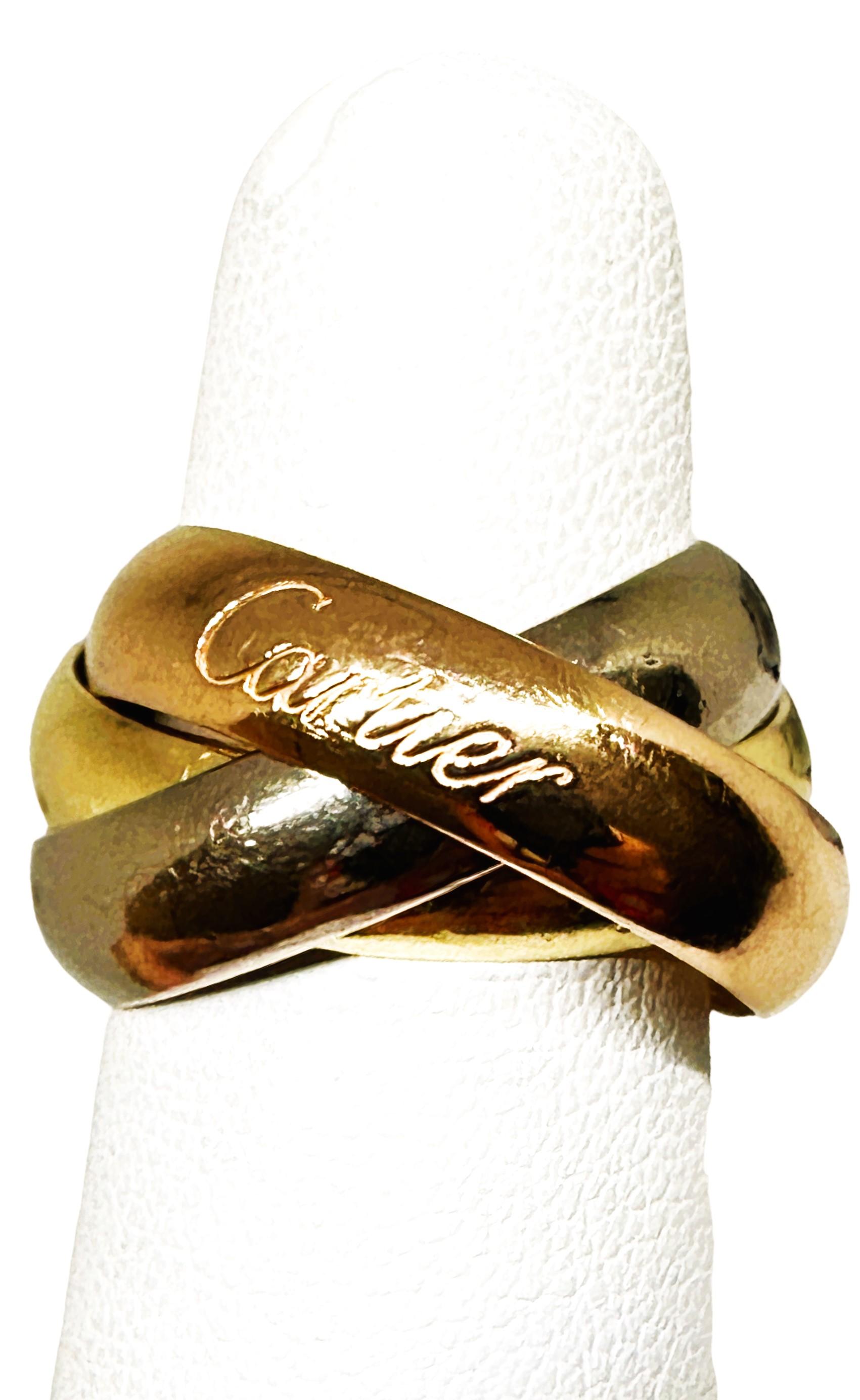Large 18k Cartier Trinity Ring w/ 3 Original Cartier Boxes and ...
