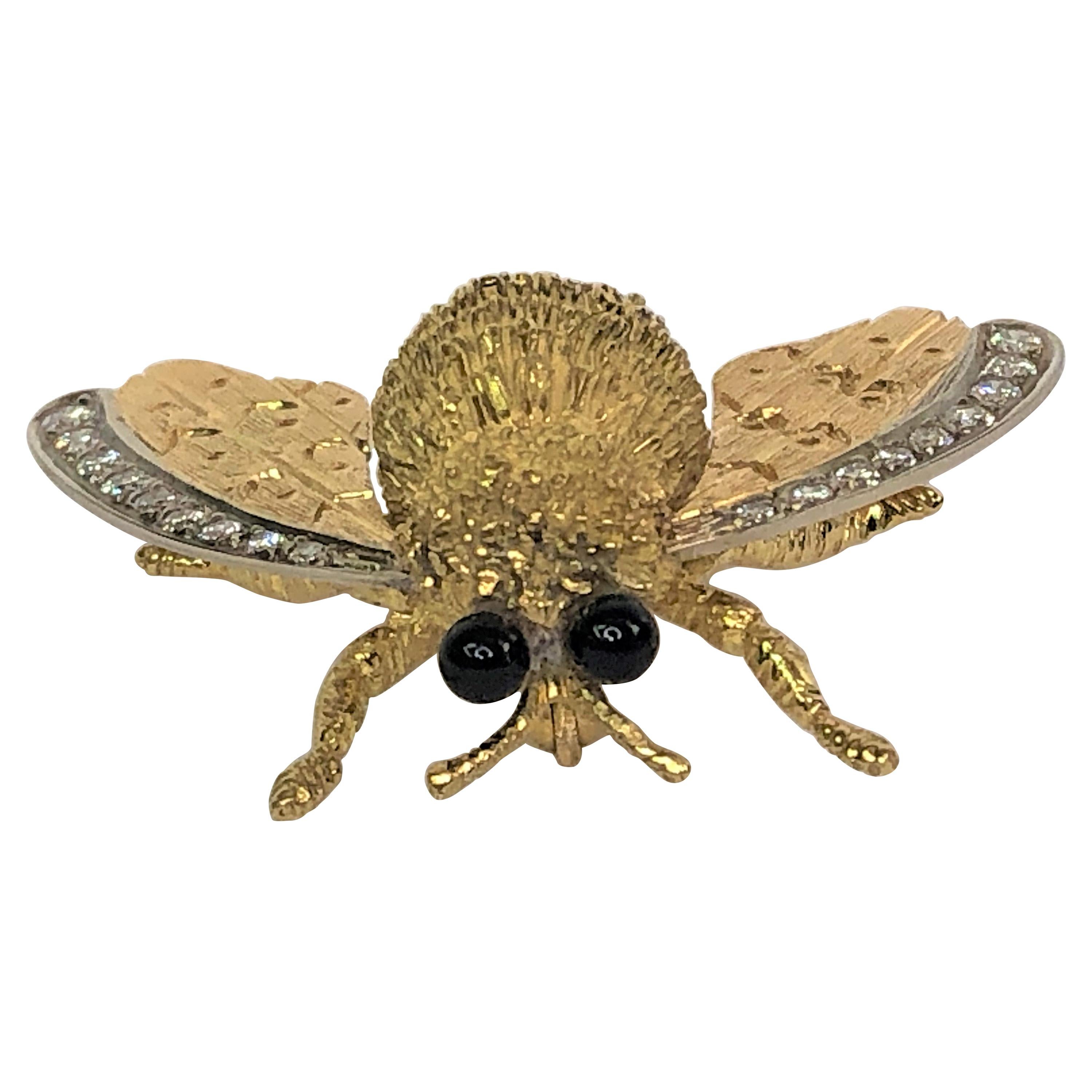 Large 18k Diamond Bee Brooch
