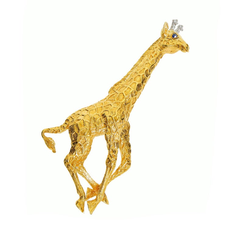 Large 18K Gold Diamond Tiffany and Co. Galloping Giraffe Pin Brooch ...