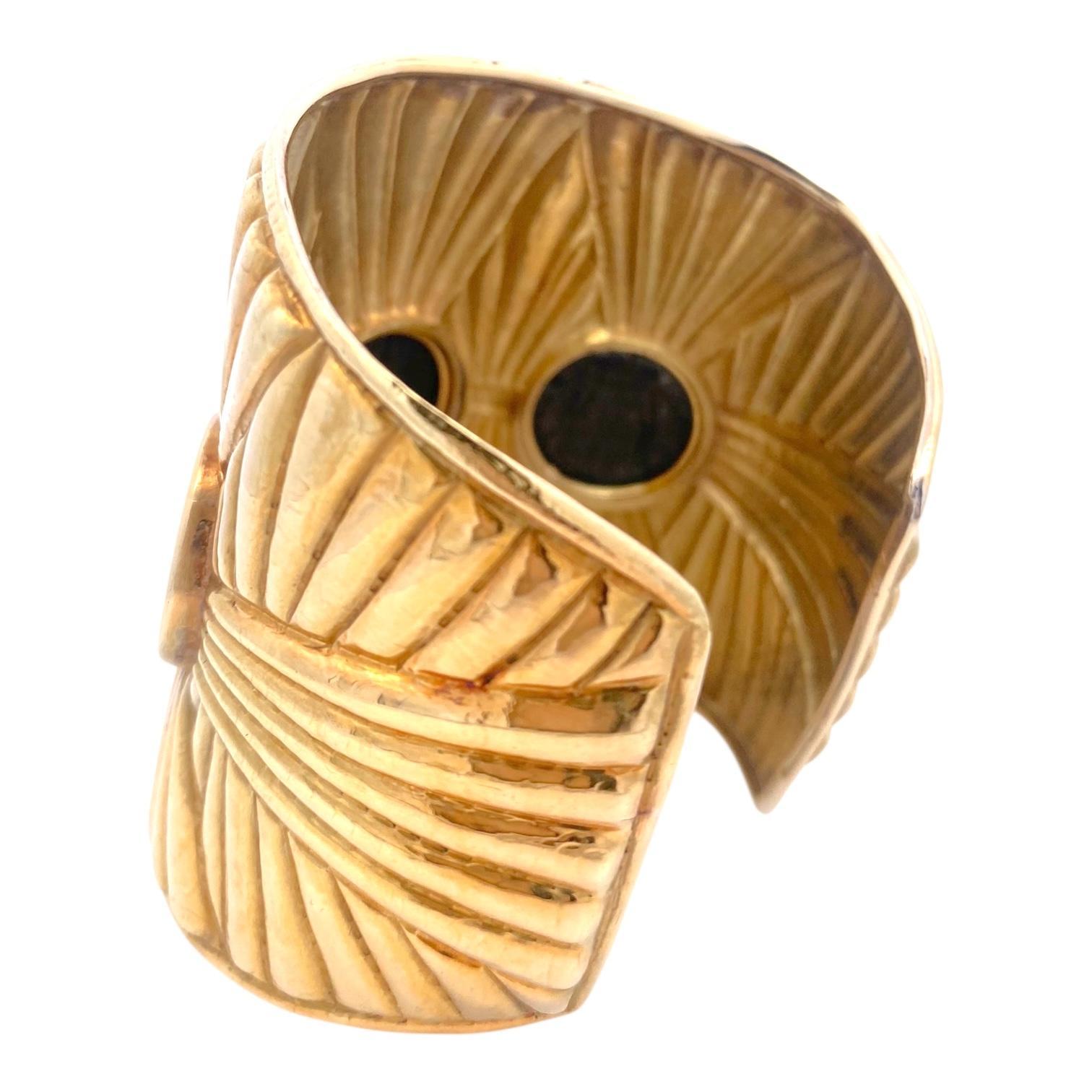 Large 18K Gold Roman Coins Cuff Bracelet In Good Condition For Sale In Henderson, NV