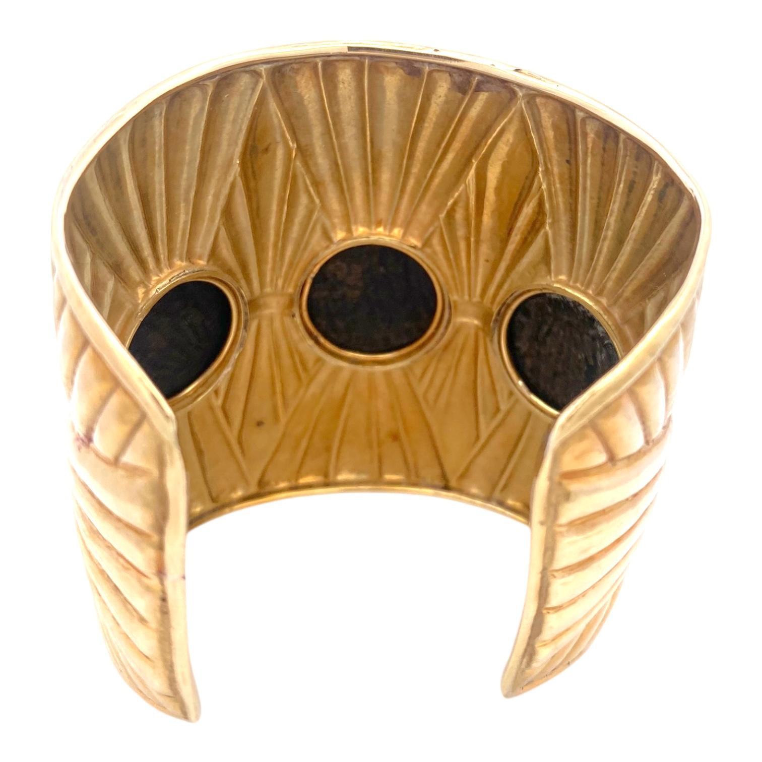 Women's or Men's Large 18K Gold Roman Coins Cuff Bracelet For Sale