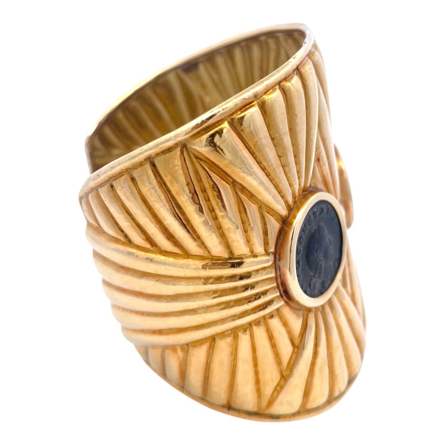 Large 18K Gold Roman Coins Cuff Bracelet For Sale 2