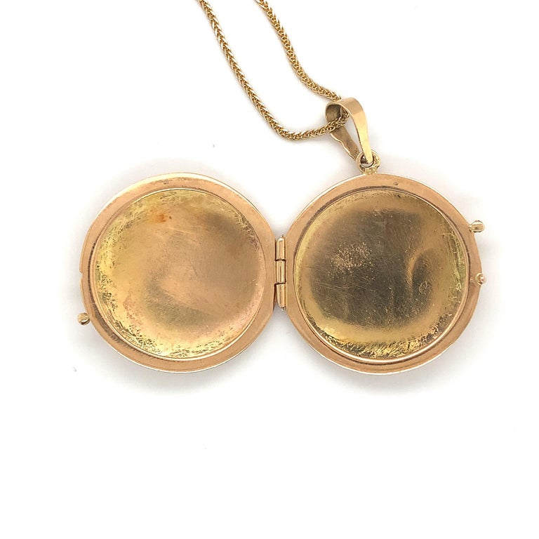 Large 18K Locket Engraved Leaves Dated 1936 For Sale at 1stDibs