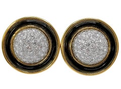Large 18K Platinum, Onyx & Diamond Earrings by Merrin
