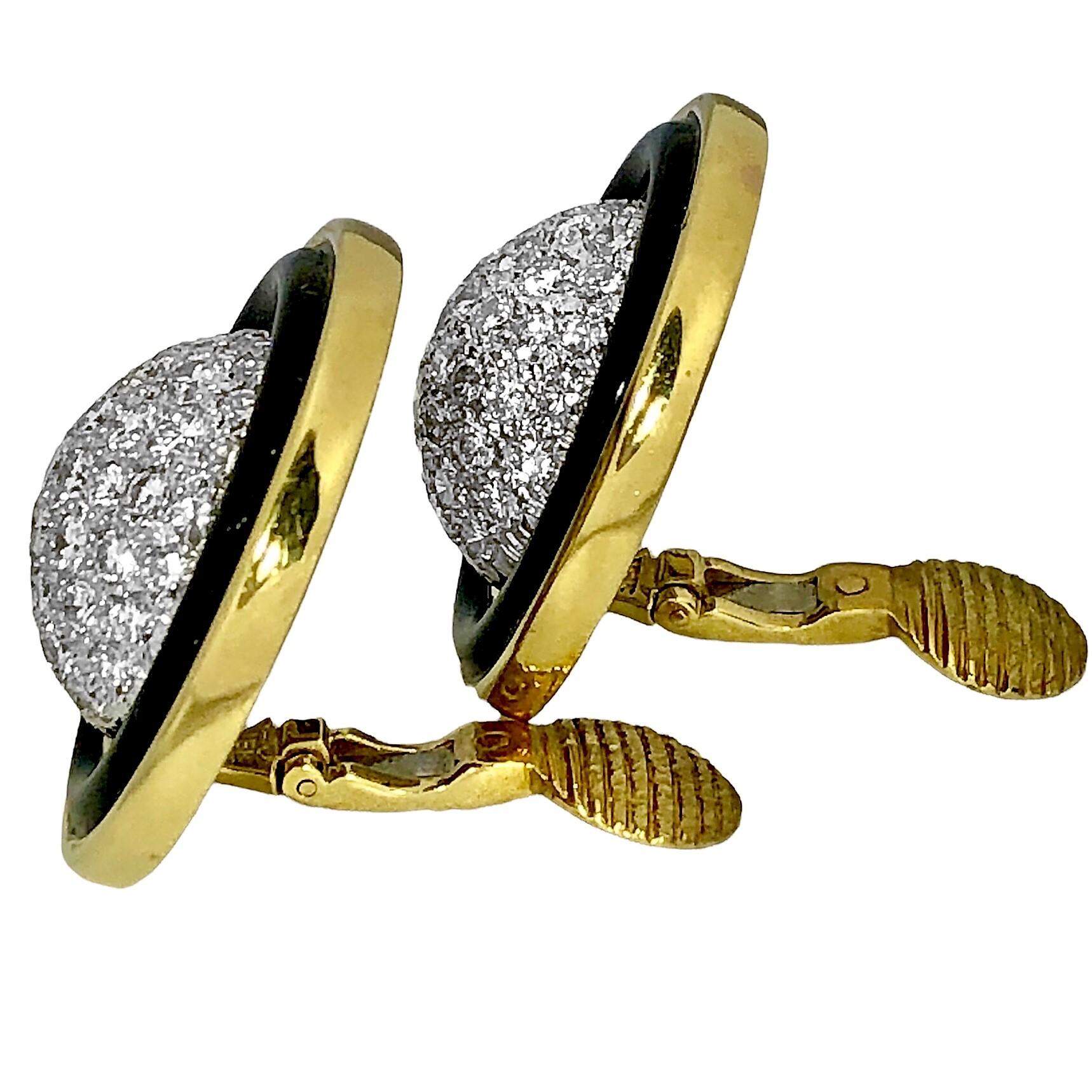 Große Ohrringe aus 18 Karat Platin, Onyx und Diamanten von Merrin (Moderne) im Angebot