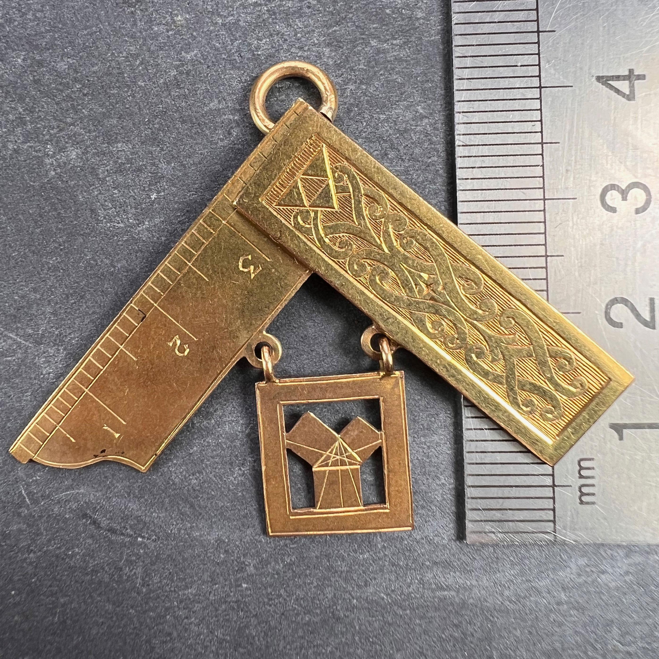 Large 18K Yellow Gold Masonic Charm Pendant For Sale 5