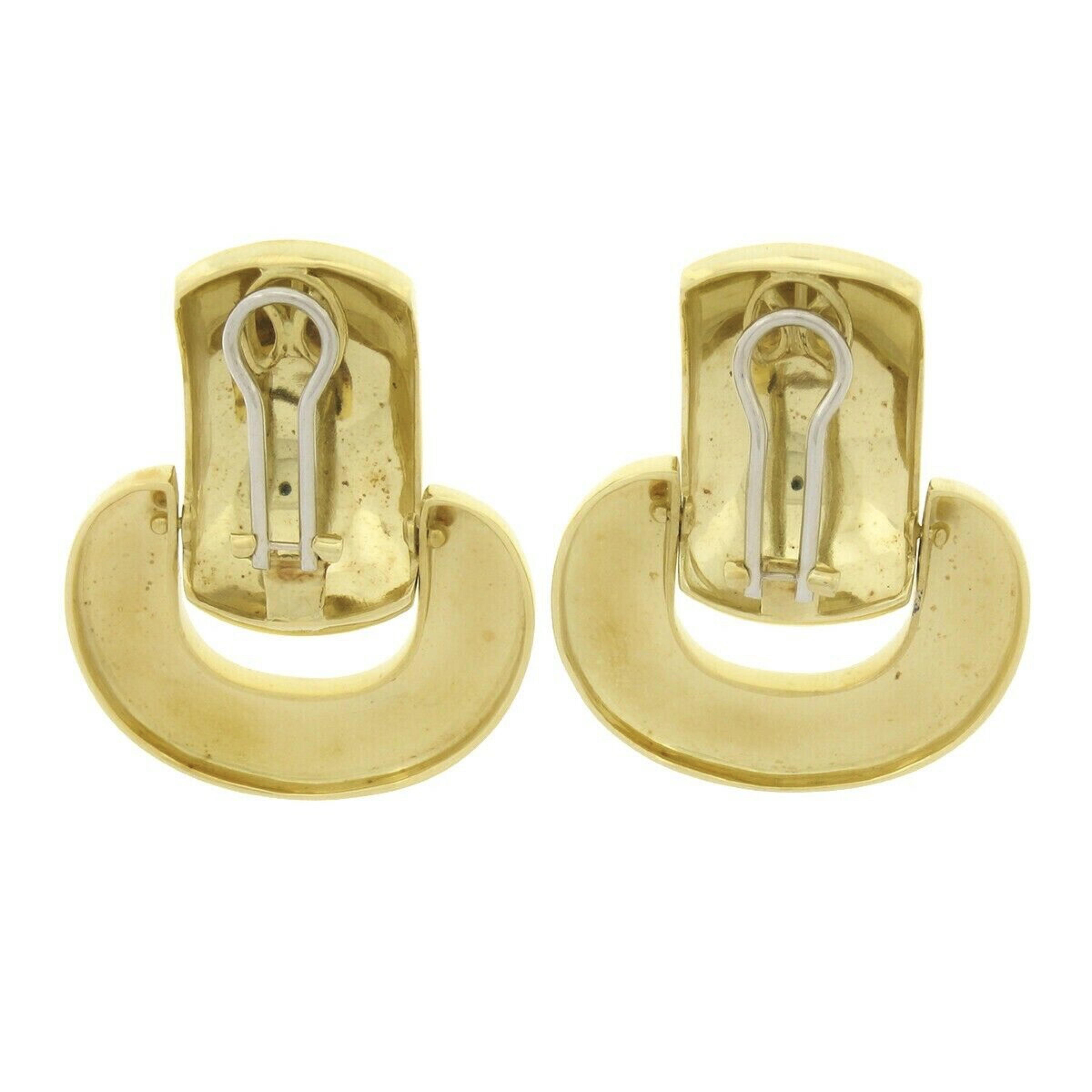 Großer großer 18K Gelbgold polierter Türklopfer zum Hängen als Statement-Ohrclip im Zustand „Gut“ in Montclair, NJ