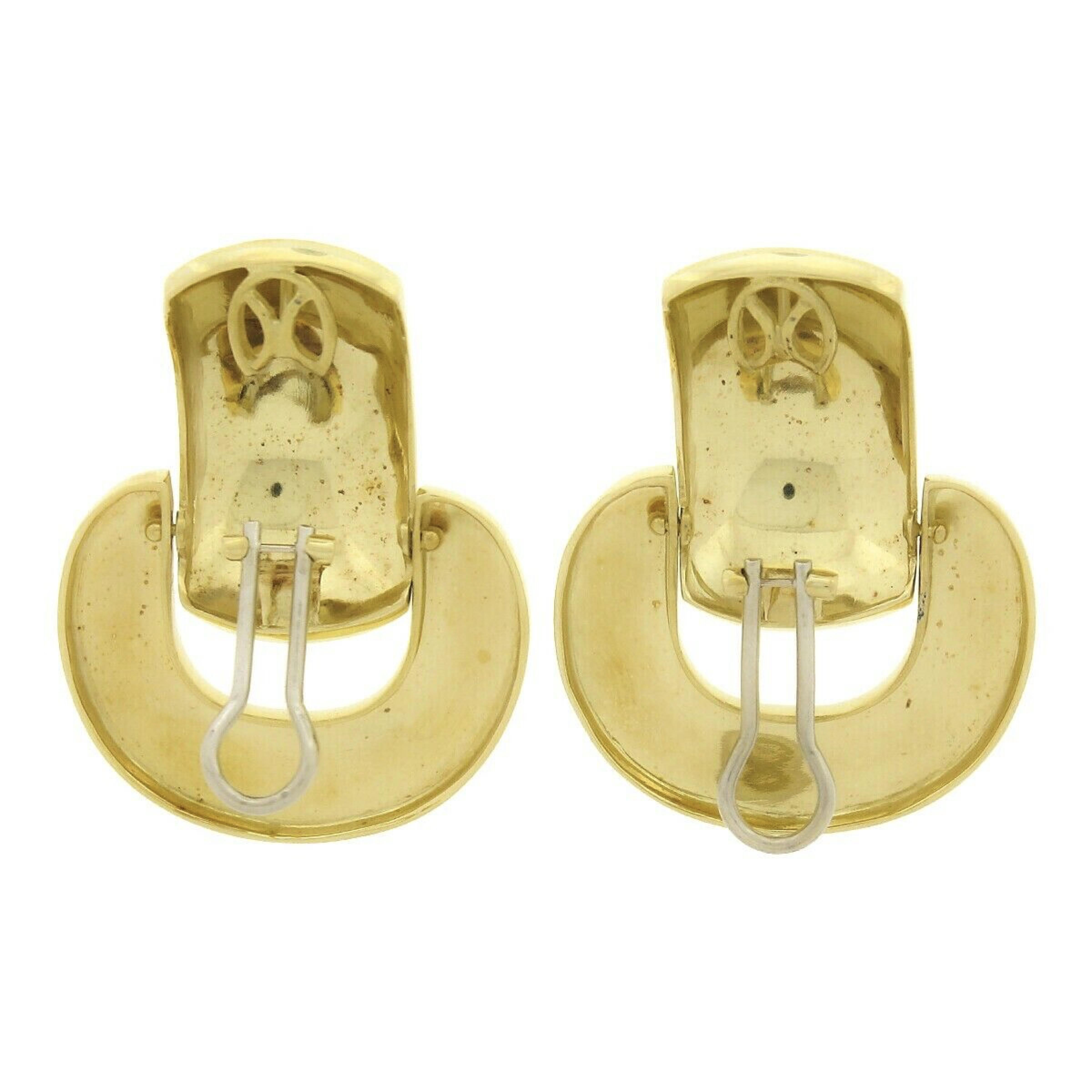 Großer großer 18K Gelbgold polierter T�ürklopfer zum Hängen als Statement-Ohrclip Damen