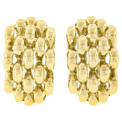 Grandes boucles d'oreilles larges style panthère en or jaune 18 carats poli avec dos Omega