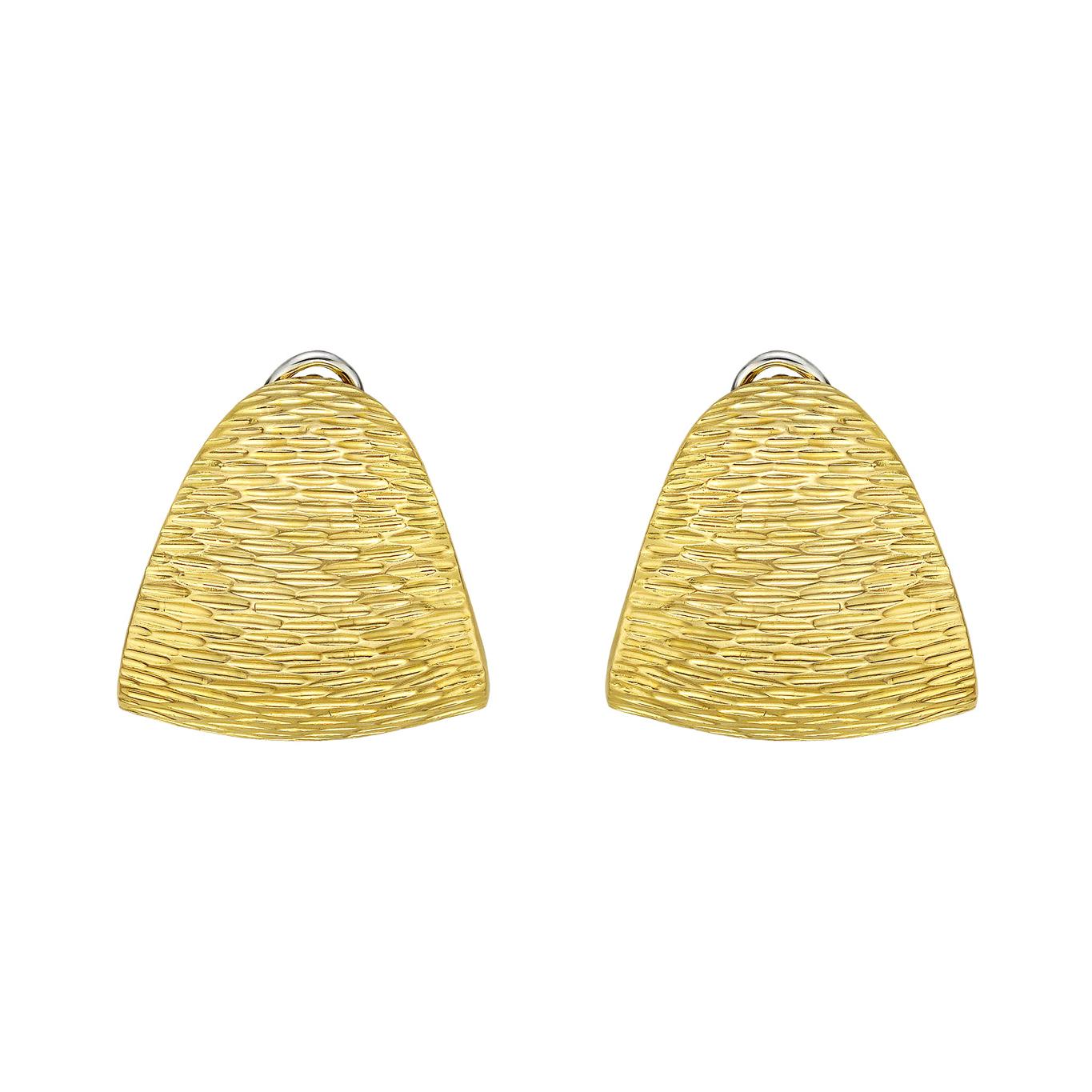 Large 18k Yellow Gold Triangular Earclips