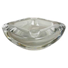 Vintage Large 1, 8kg French "Lucid" Crystal Glass Shell Ashtray by Art Vannes France 1970