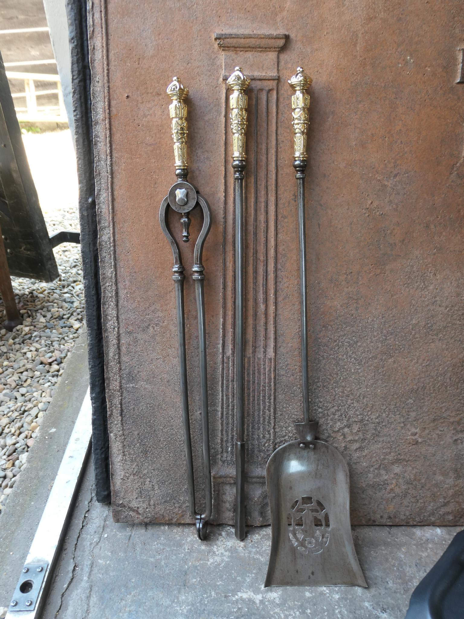 Large 18th - 19th C. English Georgian Fire Irons For Sale 6