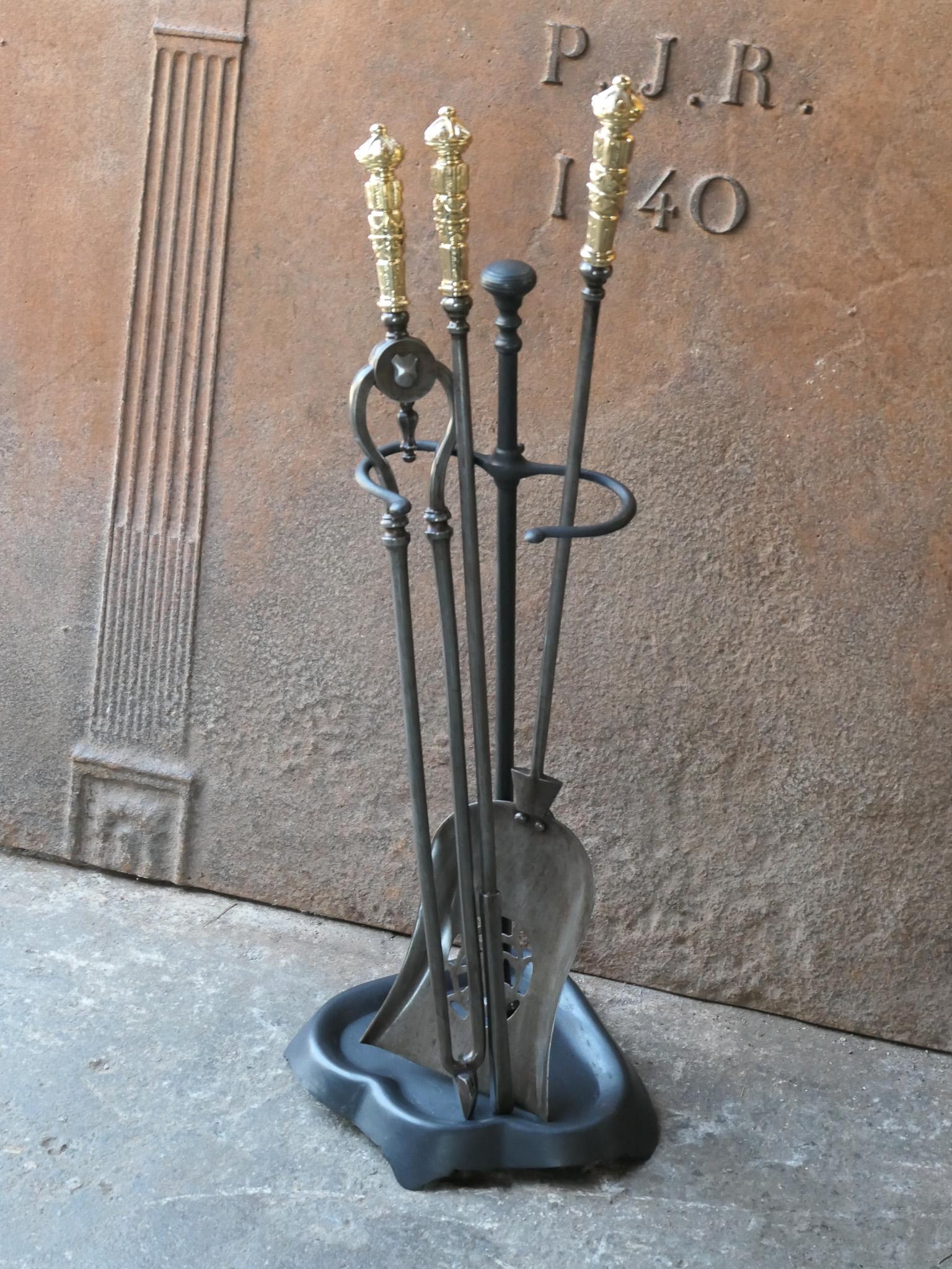 19th Century Large 18th - 19th C. English Georgian Fire Irons For Sale