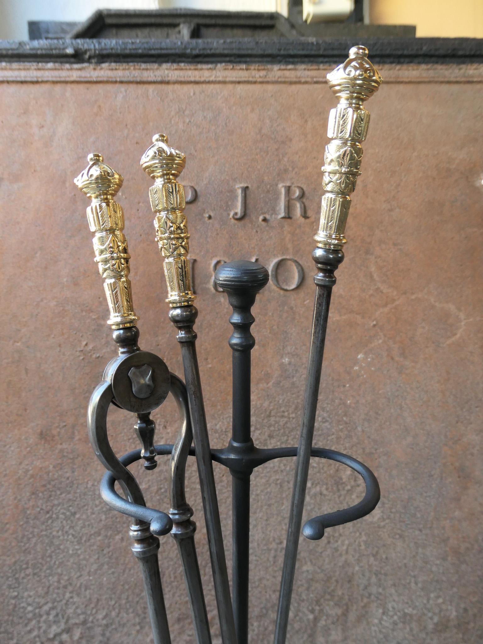 Large 18th - 19th C. English Georgian Fire Irons For Sale 1