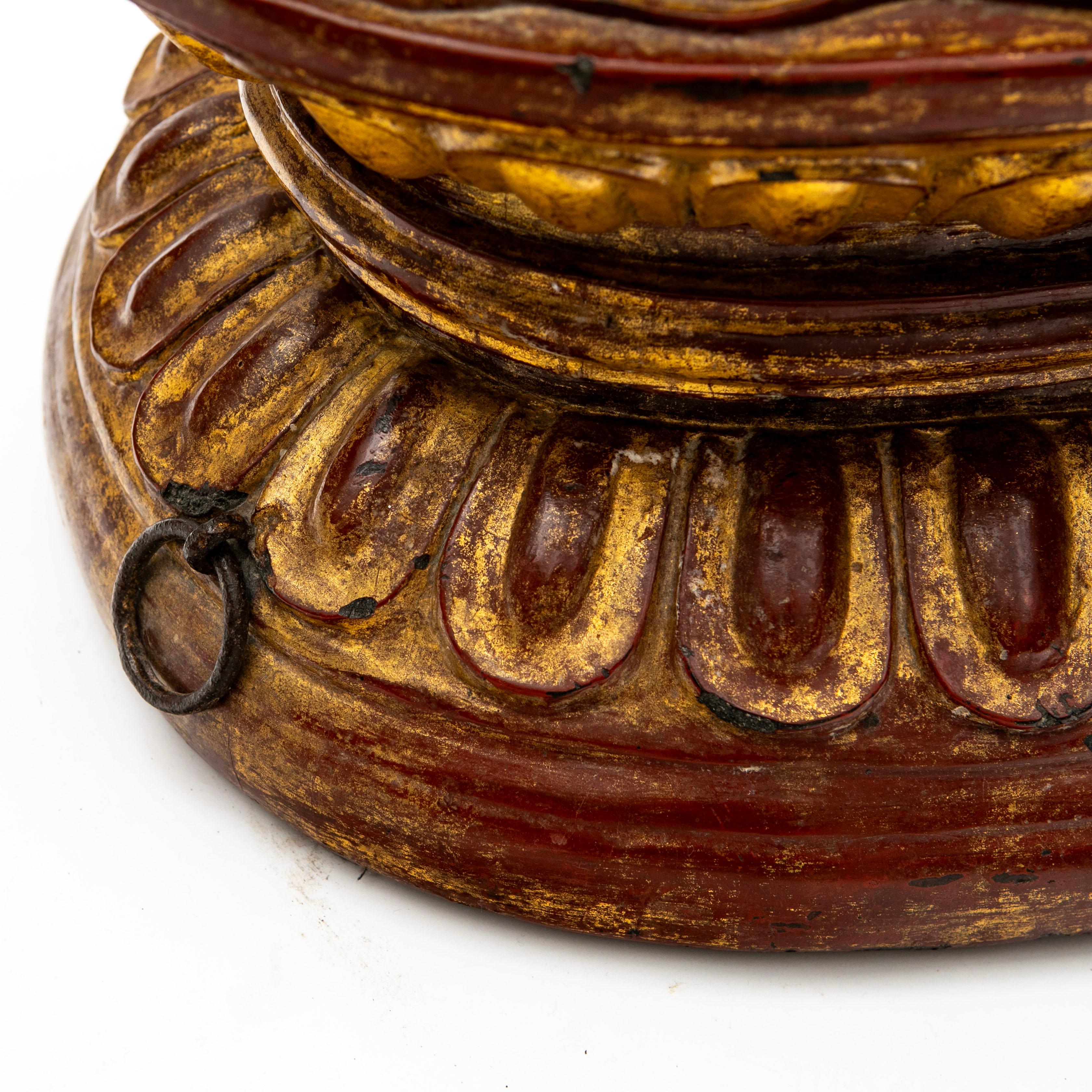 Large Impressive  Burmese Gilded Buddha Sculpture in Bhūmisparśa Mudrā . 32 kg For Sale 5