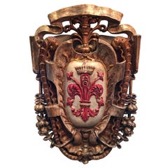 Large 18th Century Family Crest  Antique Shield Coat of Arm Armorial antiques LA