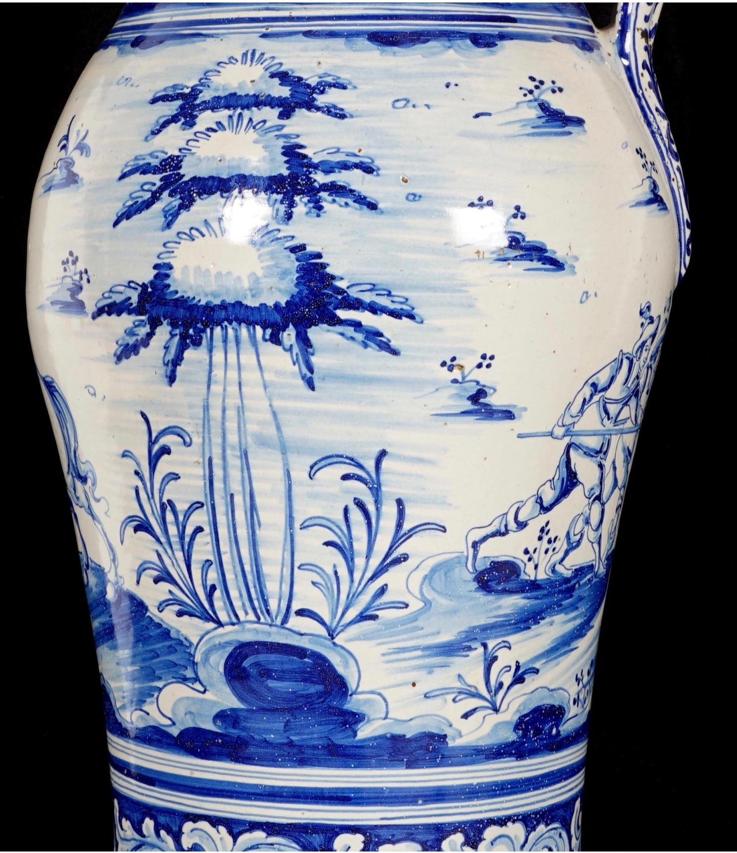 Large 18th/19th Century French Faience Pitcher In Fair Condition For Sale In Bradenton, FL