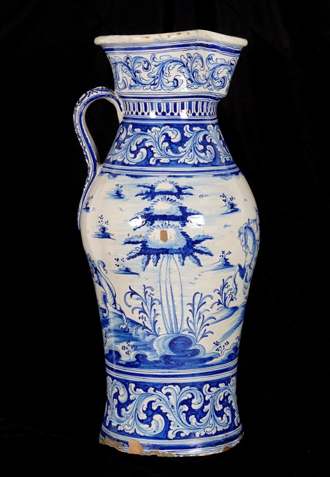 Large 18th/19th Century French Faience Pitcher For Sale 1