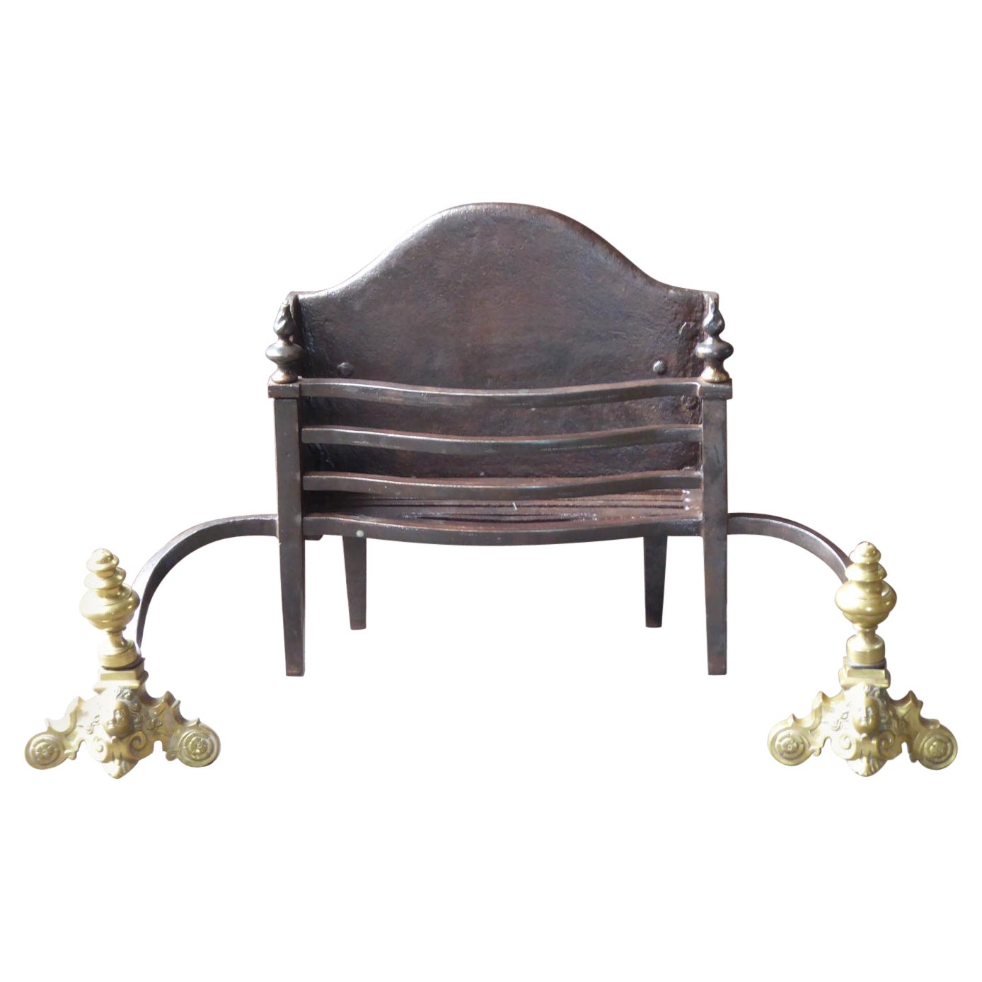 Grande grille de cheminée néoclassique française du 18ème-19ème siècle, grille de cheminée