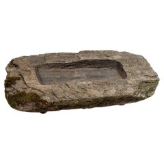 Large 18th C. Carved Sedimentary Stone Trough Garden Bonsai Planter Birdbath