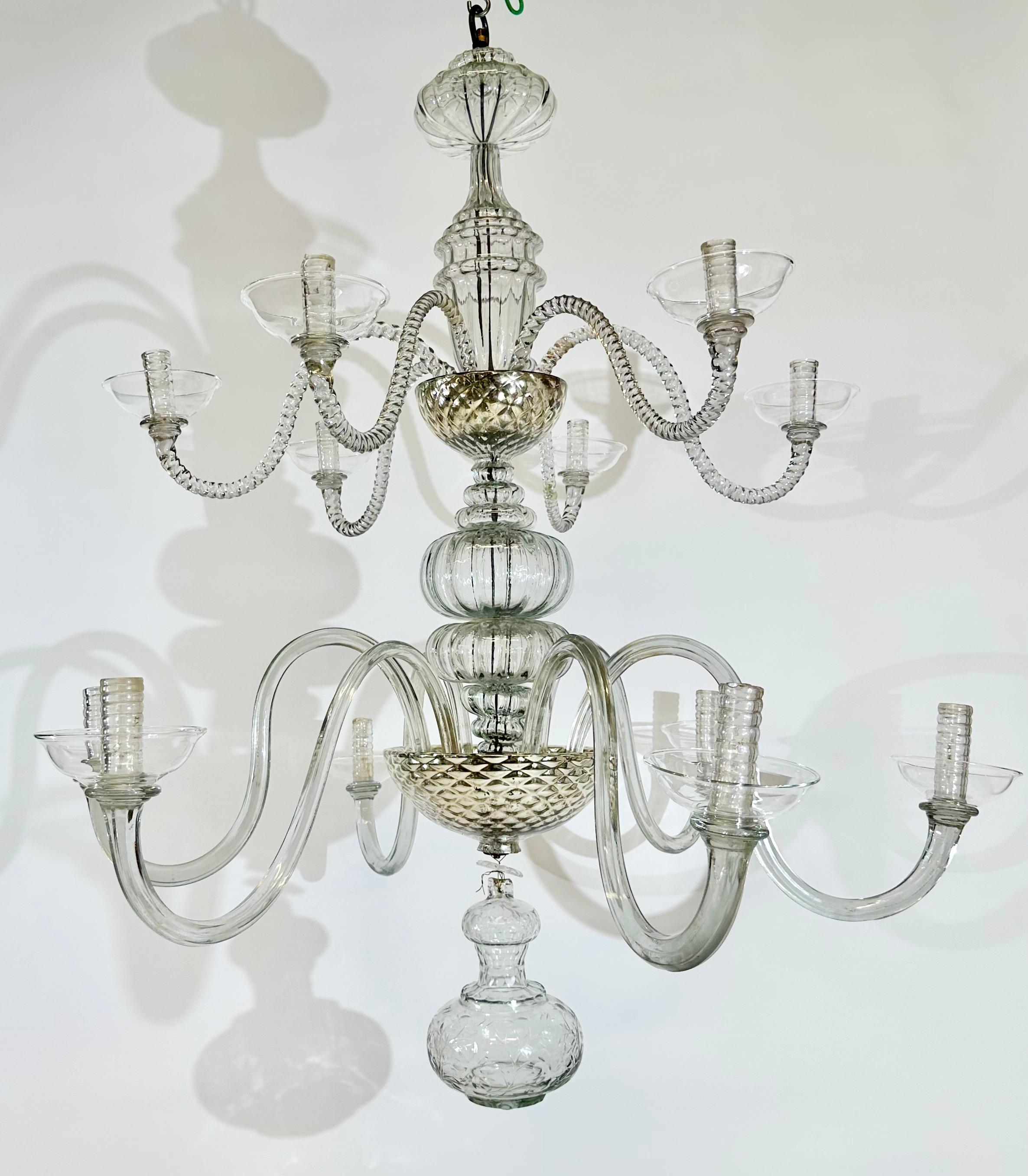 Large 18th C Chandelier with Eight Candles In Good Condition In Stockholm, SE