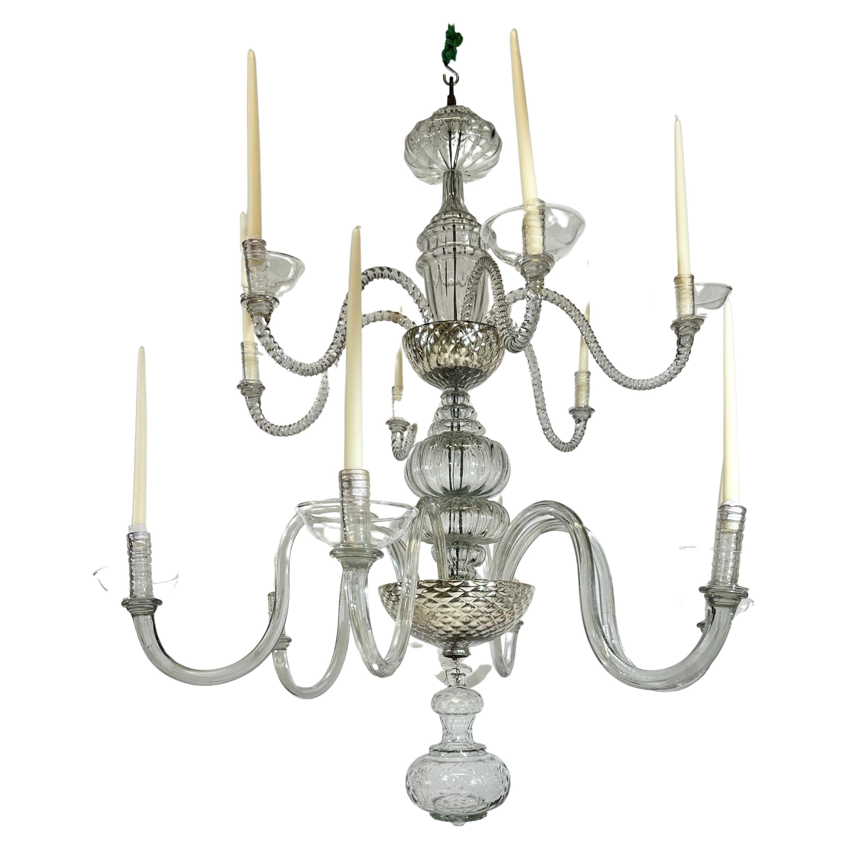 Large 18th C Chandelier with Eight Candles