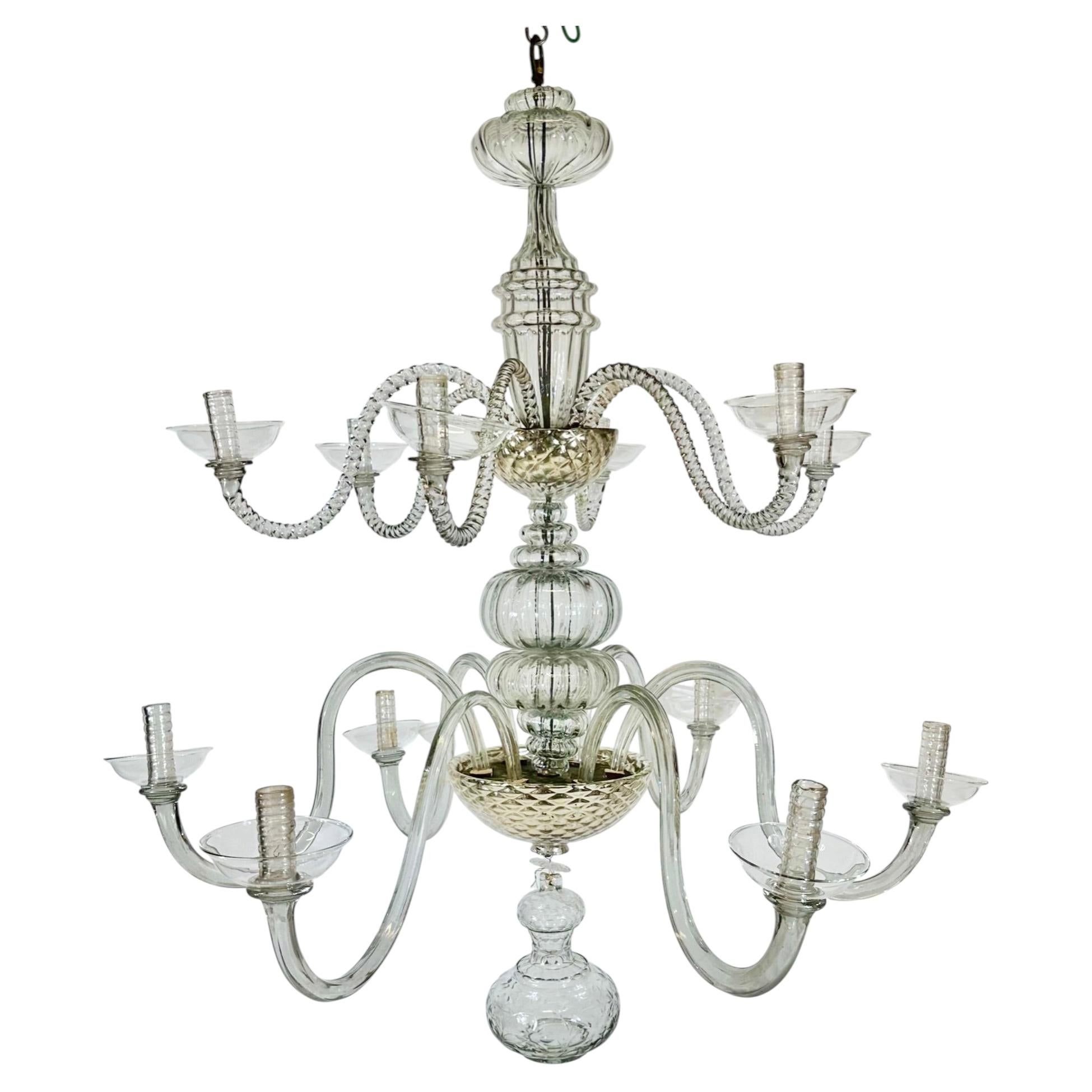 Large 18th C Chandelier with Eight Candles