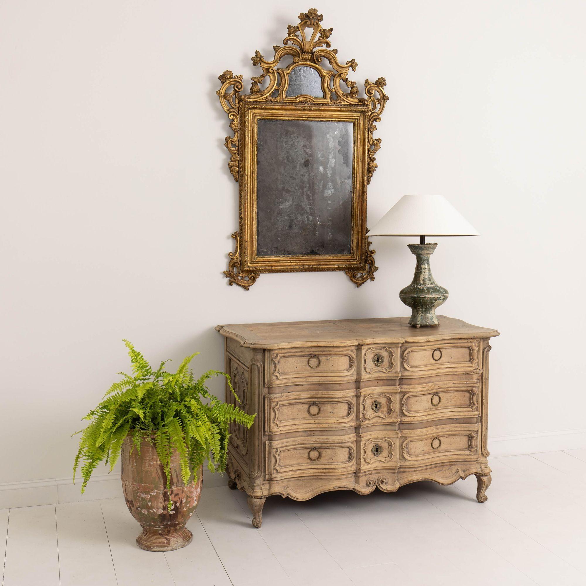 Large 18th c. French Bleached Walnut Louis XV Period Serpentine Commode For Sale 15