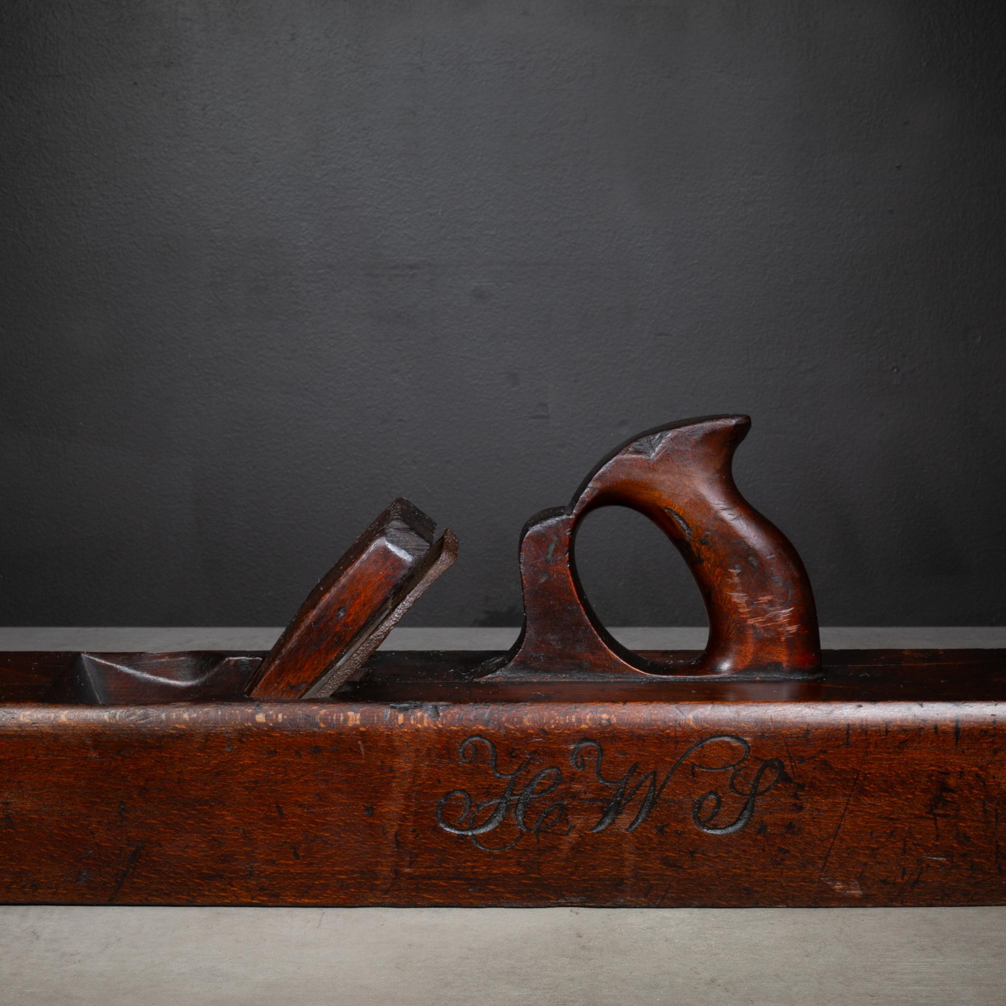Large 18th c. Monogrammed Cherry Wood Jointer Plane c.1700-1799 In Good Condition For Sale In San Francisco, CA
