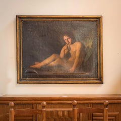 Large 18th C Oil Painting of Cupid