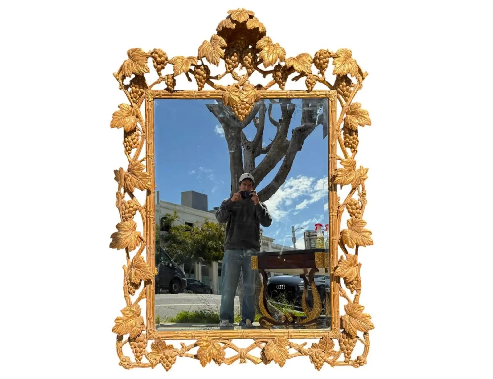 Large 18th C Style Louis XV Giltwood Grape Mirror.