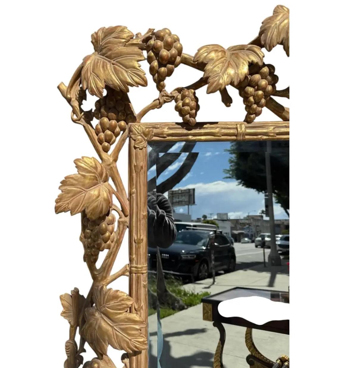 American Large 18th C Style Louis XV Giltwood Grape Mirror For Sale