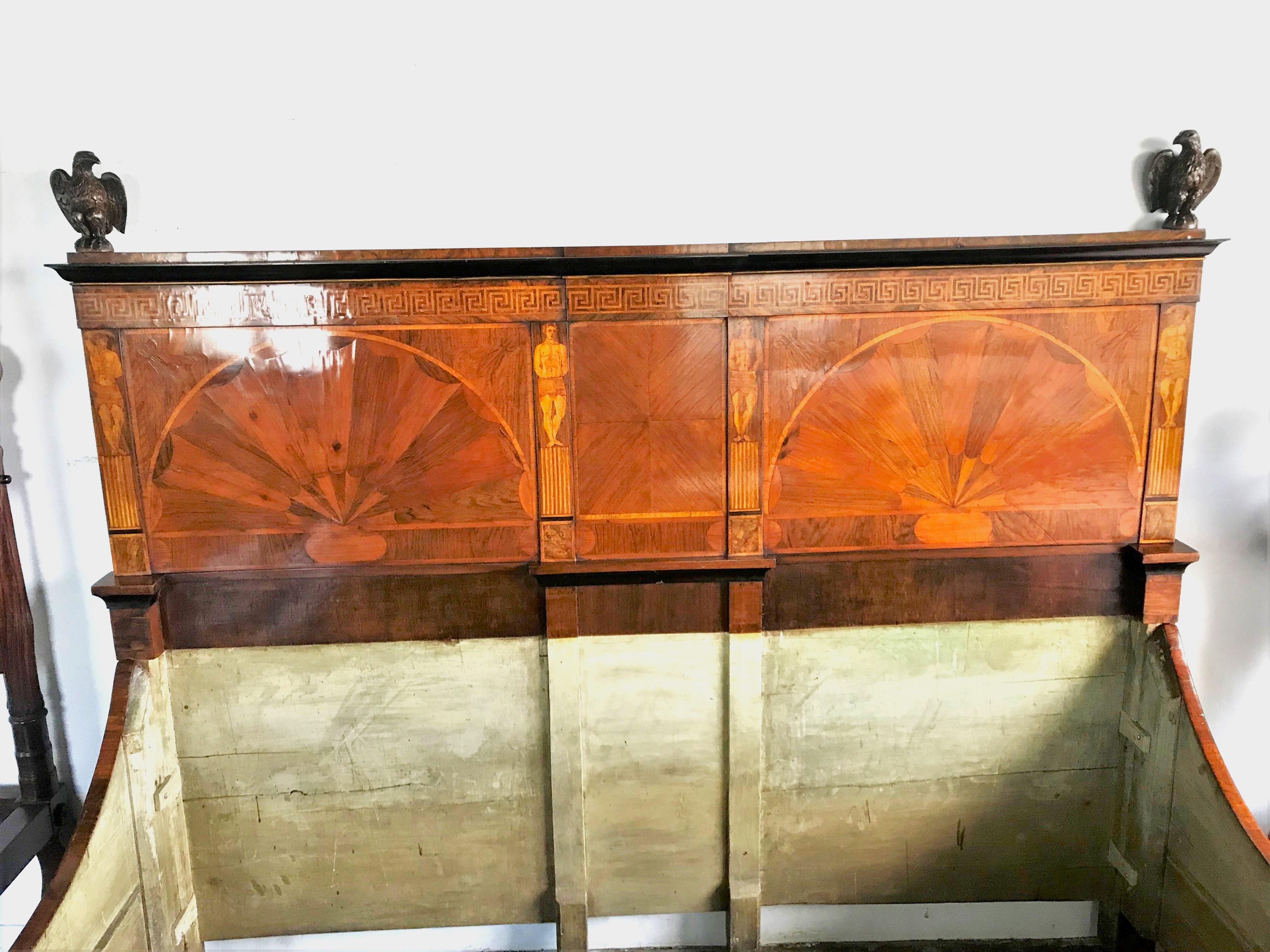 Large 18th C. Venetian Bed Crest finials panels Board antiques Los Angeles CA LA For Sale 3