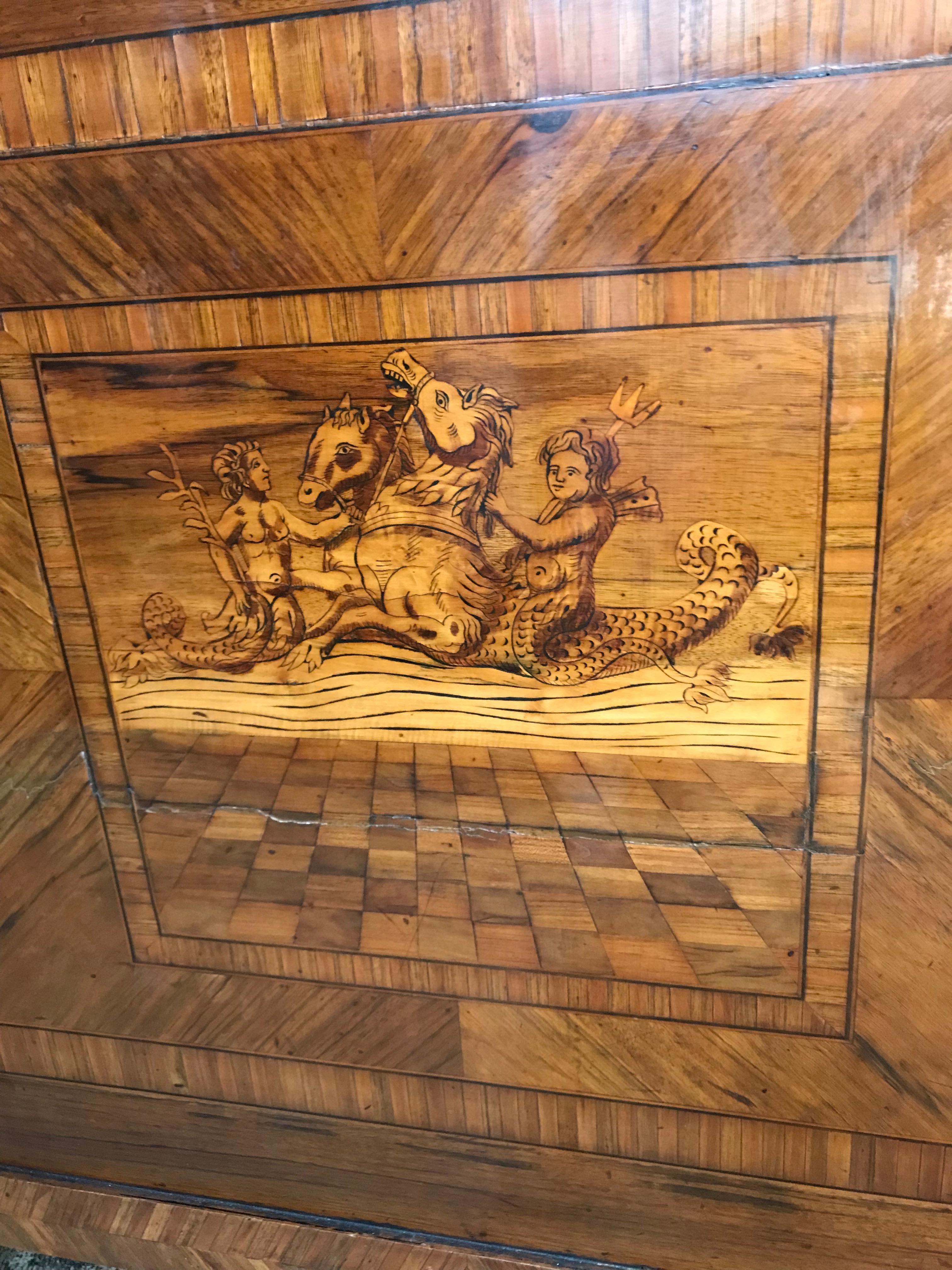 Large 18th C. Venetian Bed Crest finials panels Board antiques Los Angeles CA LA For Sale 9