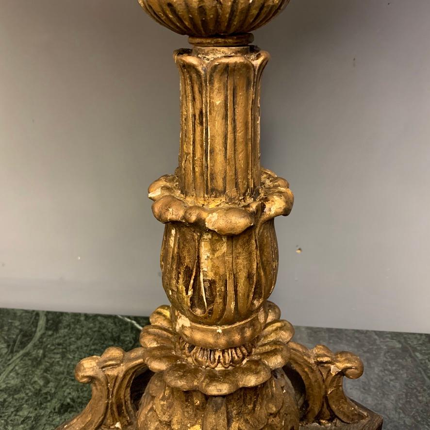 Mahogany Large 18th Century Carved Giltwood Table Lamp Fully Rewired For Sale