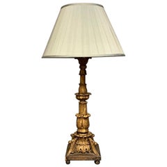 Large 18th Century Carved Giltwood Table Lamp Fully Rewired
