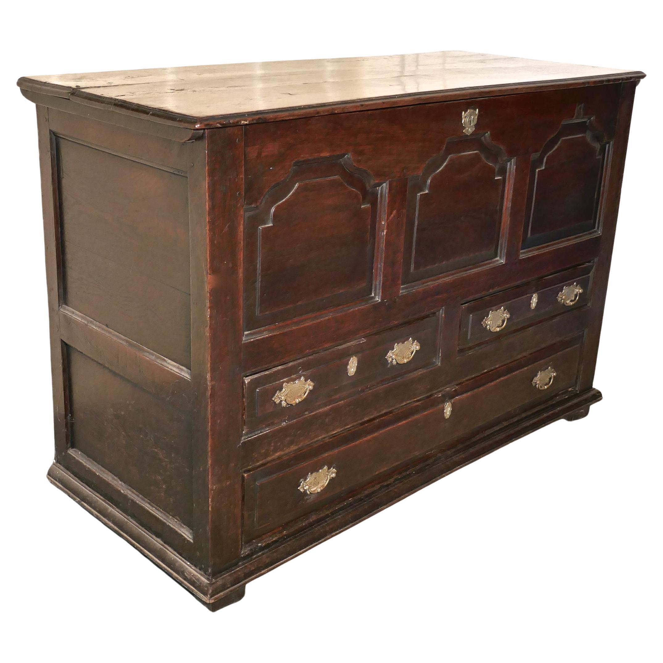 Large 18th Century 3 Drawer Mule Chest    This is a fine looking piece  For Sale