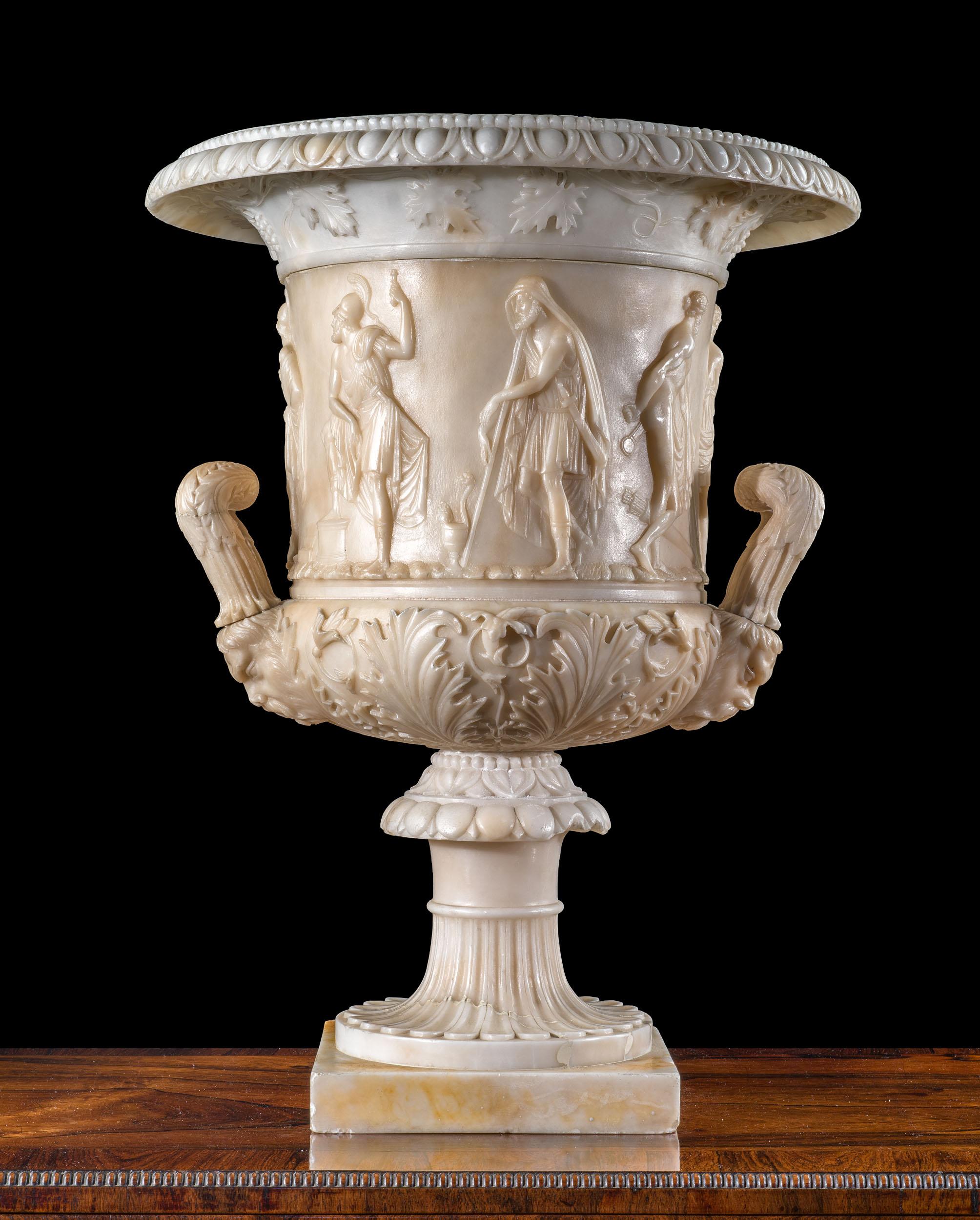 Néoclassique Grande copie du vase Médicis en albâtre du 18ème siècle en vente