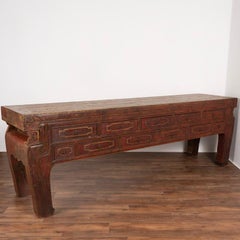 Large 18th Century Antique Chinese Red Lacquered Sideboard Console