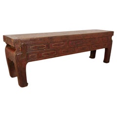 Large 18th Century Antique Chinese Red Lacquered Sideboard Console