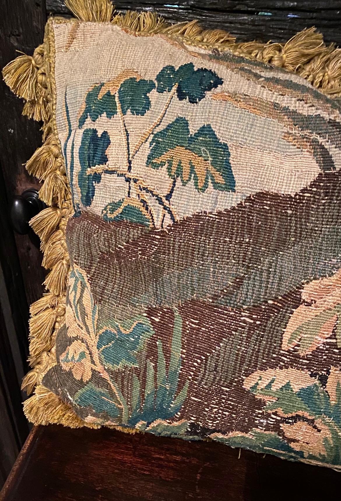 French Large 18th Century Aubusson Cushion