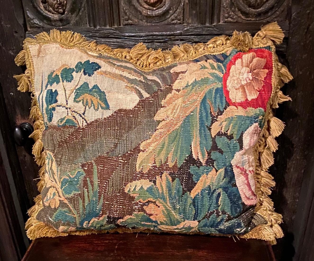 Cotton Large 18th Century Aubusson Cushion