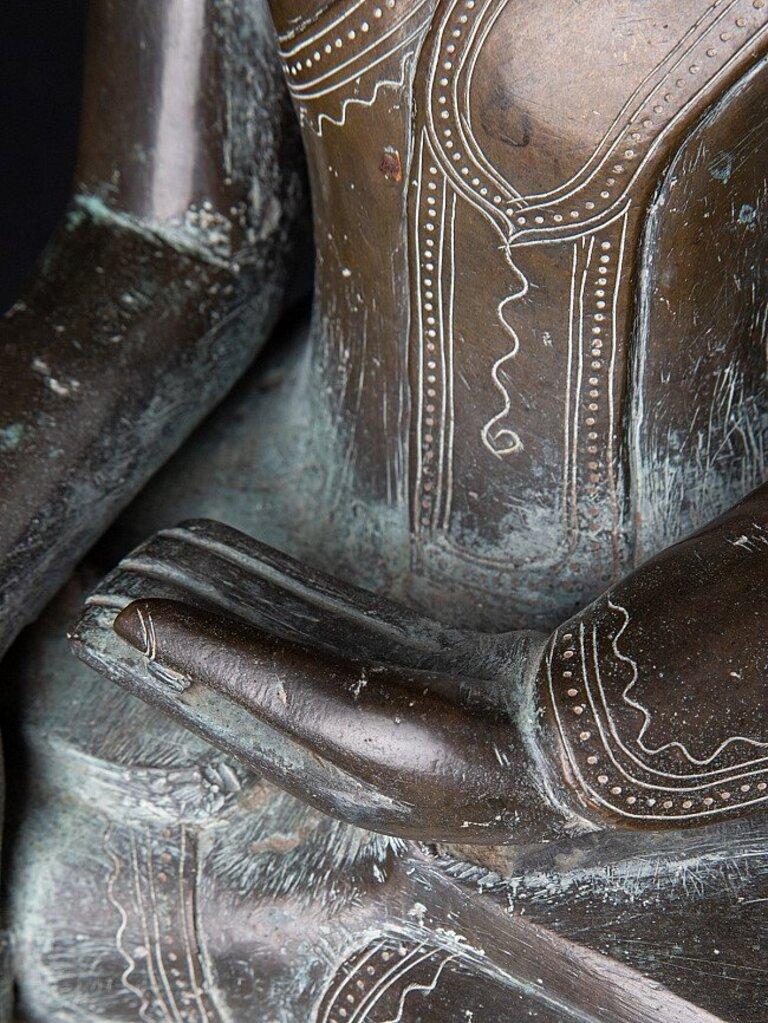 Large 18th Century Ava Buddha Statue from Burma For Sale 12
